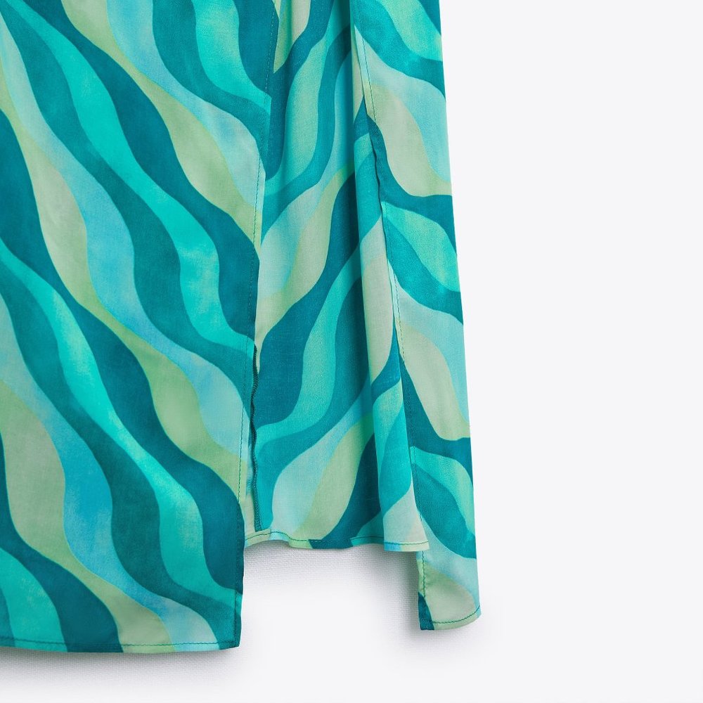 ZARA Wavy Print Midi Dress - Picture 3 of 10